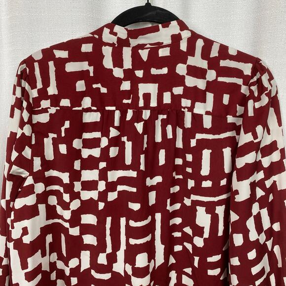 Banana Republic Red Cranberry Long Volume Sleeve Blouse Sz.M NWT - Picture 10 of 13